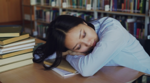 Student in a public library