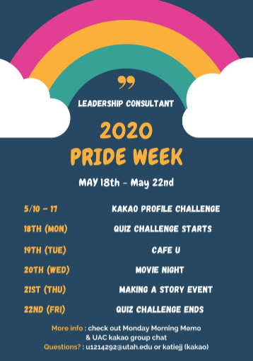 Six major events are in store for this year’s 2020 pride week at UAC.
Image courtesy of UAC leadership consultant Jeon Jinju