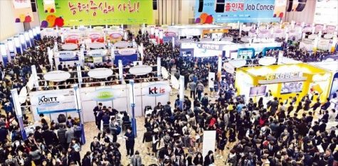 Thousands of young South Koreans gather at a “job concert” for information on job opportunities or employment help. New college graduates in South Korea are finding themselves increasingly underemployed, yet highly educated. (Photo courtesy of The Korea Economic Daily)