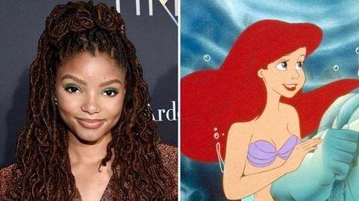 Halle Bailey (left) has recently been cast to ‘Ariel’ by Walt Disney’s live-action movie The Little Mermaid. The Little Mermaid Ariel (right) is a Ginger character, having red hair and white skin. Image courtesy of Google.
